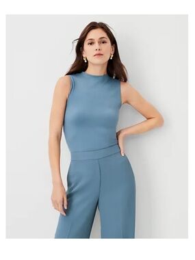 Ann Taylor Modern Sleeveless Shell Top in Blue Echo NWT
